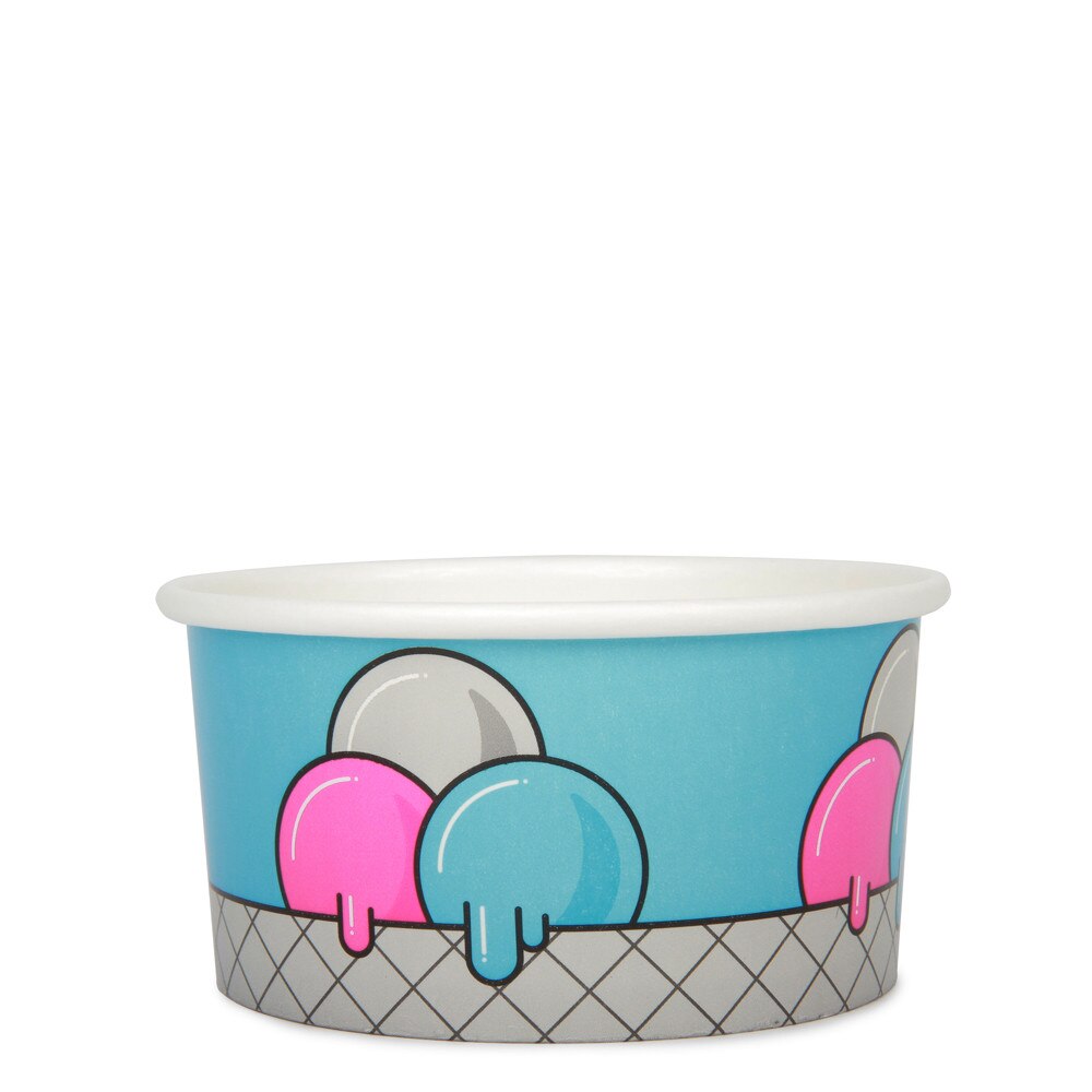12oz Ice Cream Cup -Blue Bubble- x 50 Pack